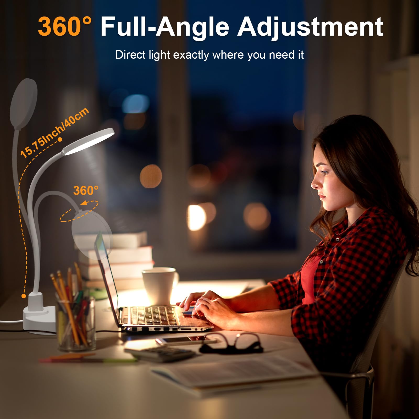 ZAPLIT USB charging desk lamp powers devices while you work.