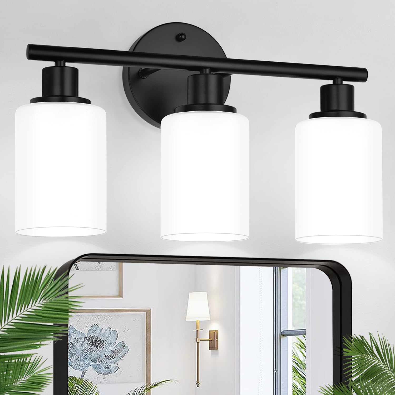Zarbitta 3-light bathroom fixture with versatile mirror lighting.