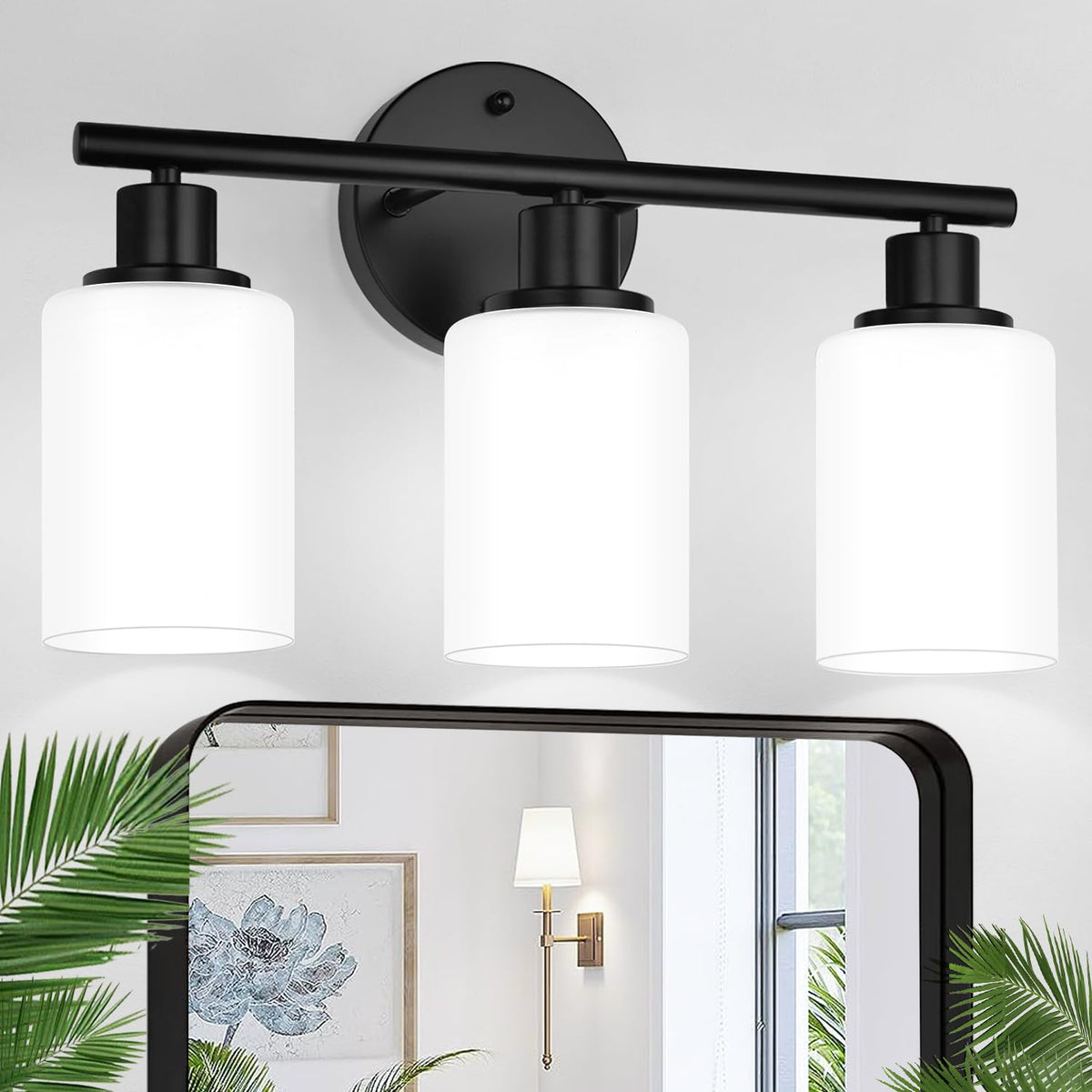 Zarbitta 3-light bathroom fixture with versatile mirror lighting.