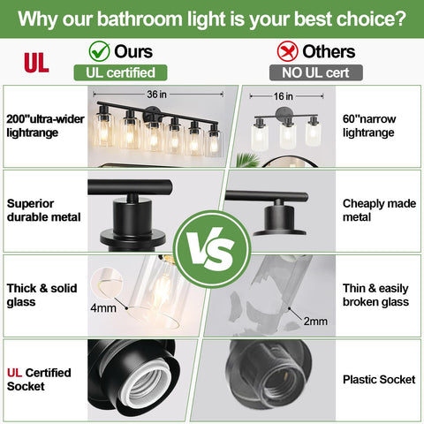 Zarbitta bathroom wall lamp with clear glass shade provides bright mirror lighting.