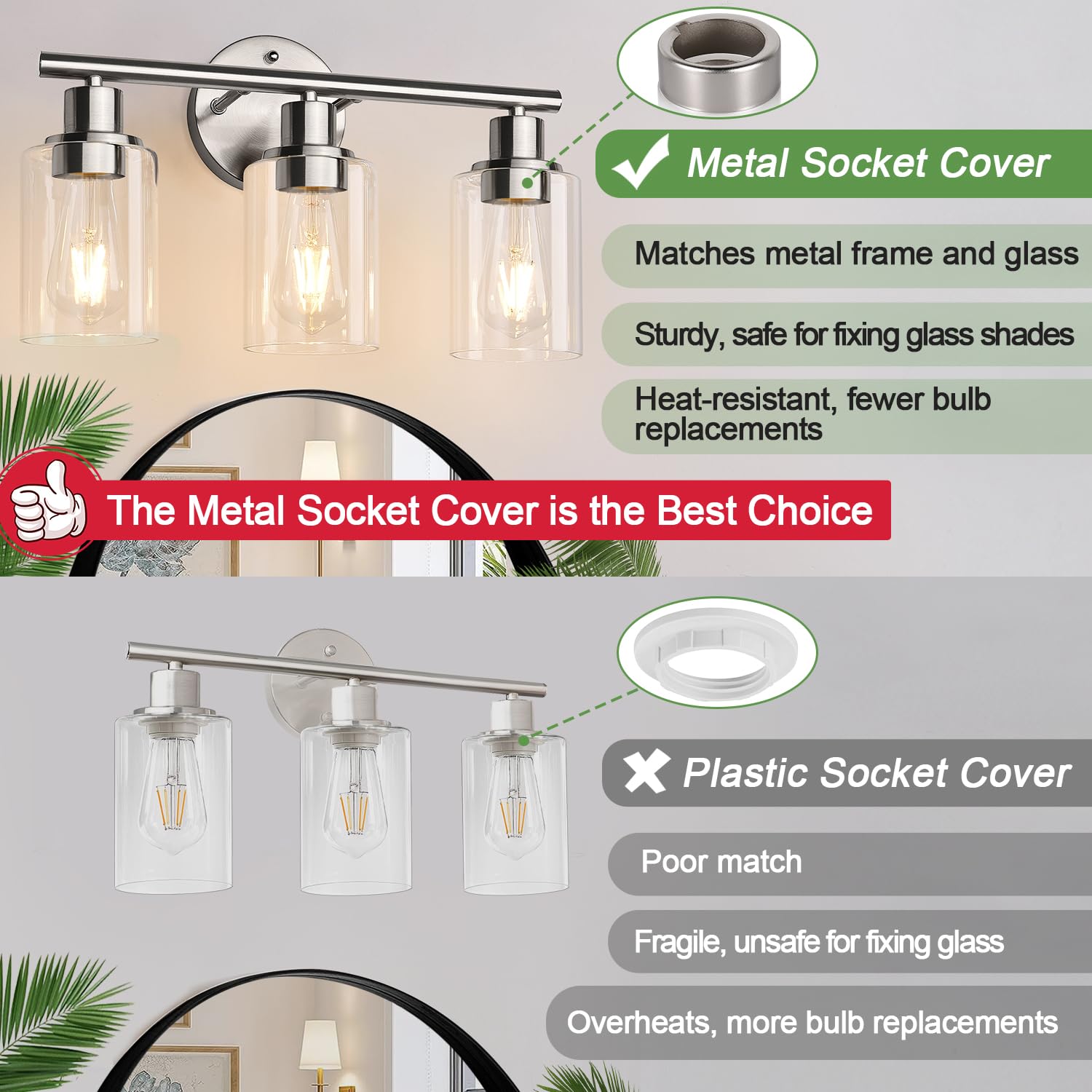 Metal holding rings securing glass shades on Zarbitta light