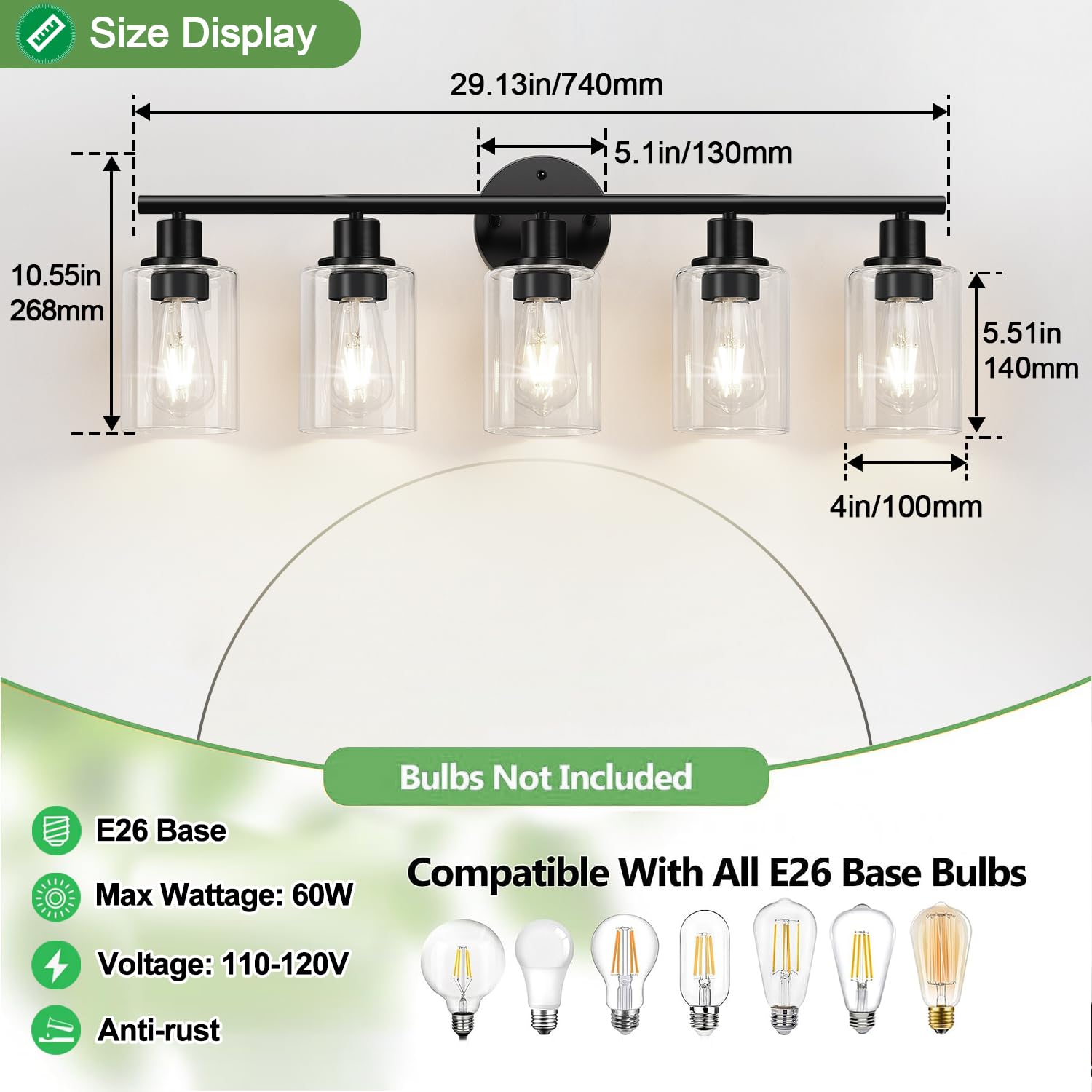 Pairs well with LED bulbs for efficient, soft, and clear illumination.