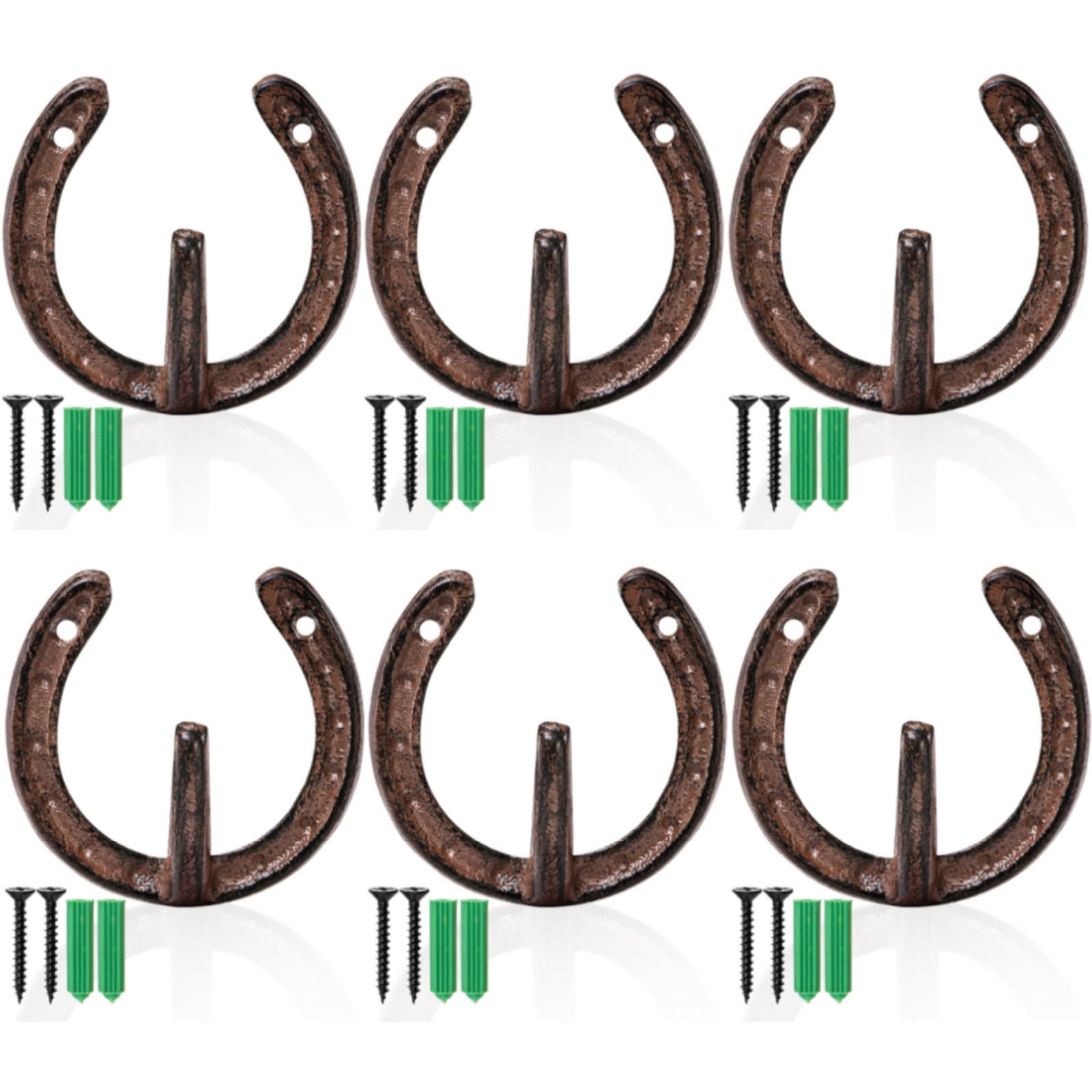 ZAVOOS cast iron horseshoe hooks: sturdy wall mounting for coats and bags.