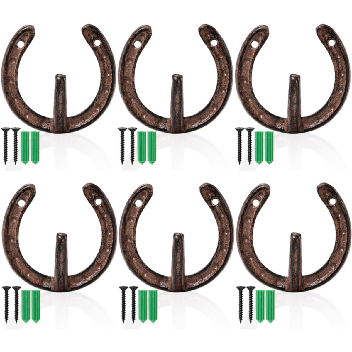 ZAVOOS cast iron horseshoe hooks: sturdy wall mounting for coats and bags.