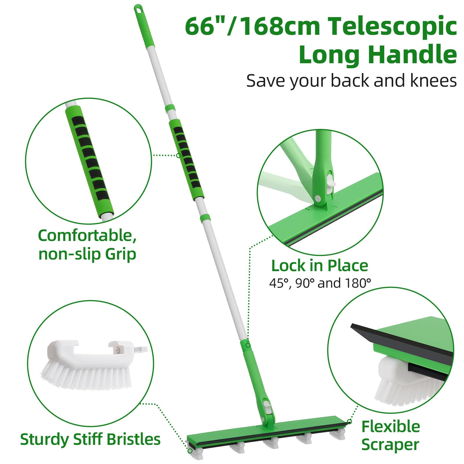 Zavrski grout cleaner built-in squeegee helps dry surfaces after scrubbing