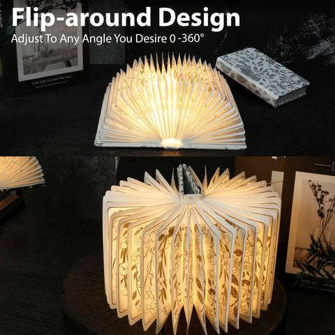 ZBOLE Floral Print Book Light folded design for compact desk use.