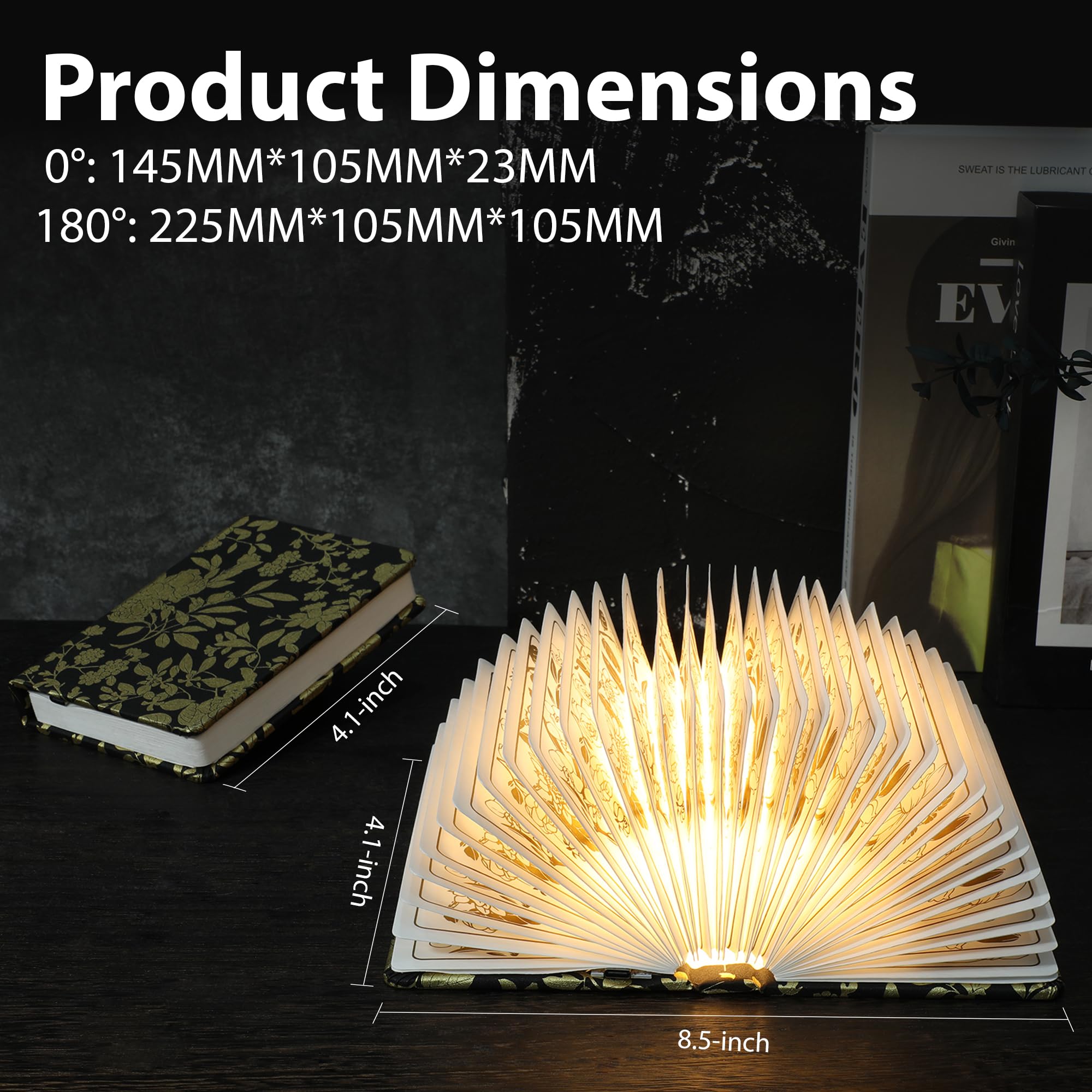 ZBOLE Floral Print Book Light with 1200mAh battery for wireless use