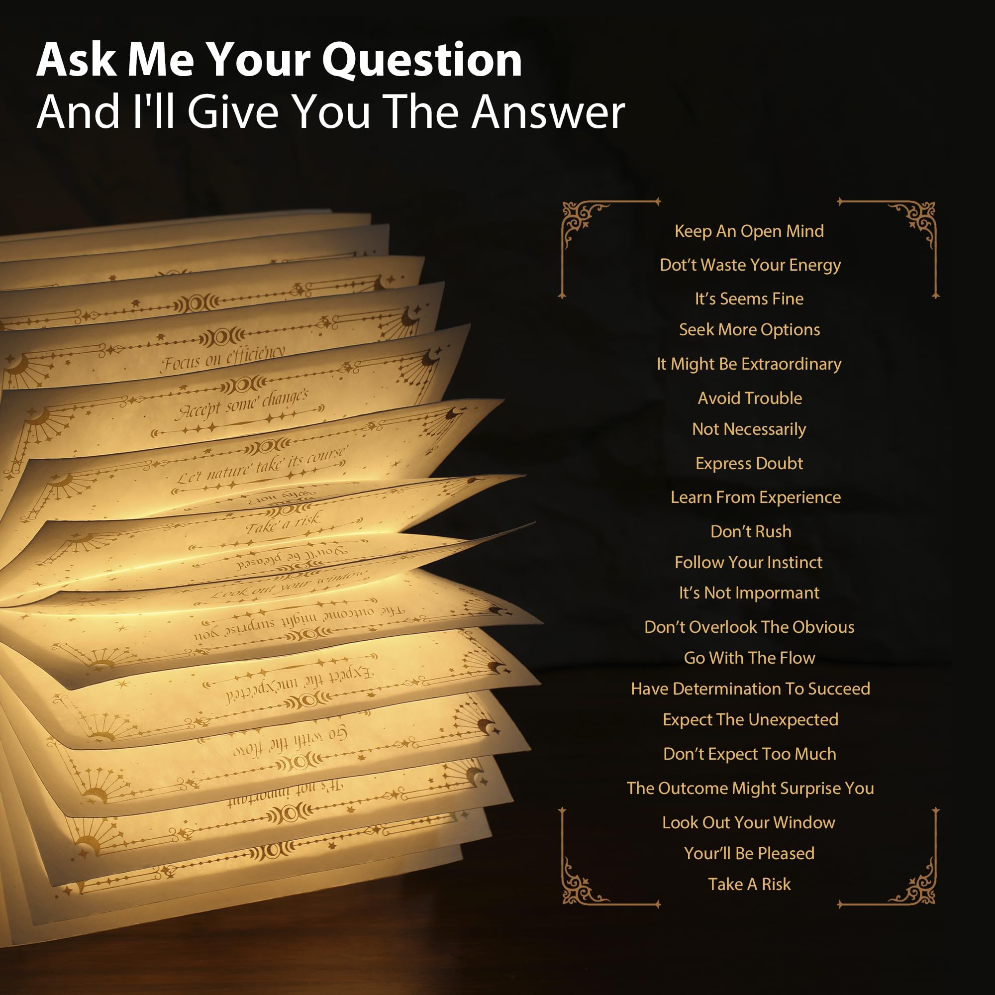 ZBOLE Magic Truth Book Light open book shows thoughtful answers for curiosity.