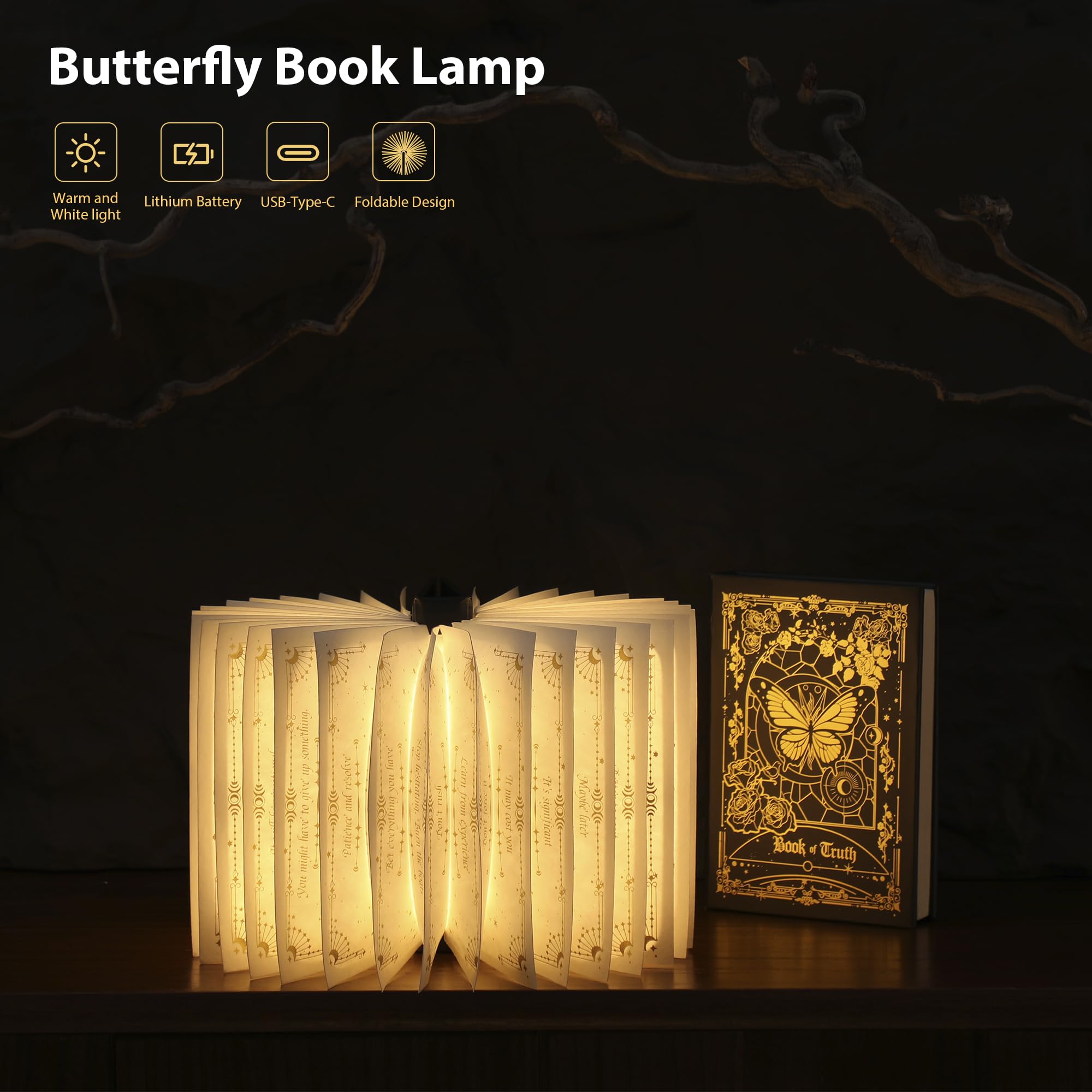 ZBOLE Magic Truth Book Light warm-white mode creates cozy study atmosphere