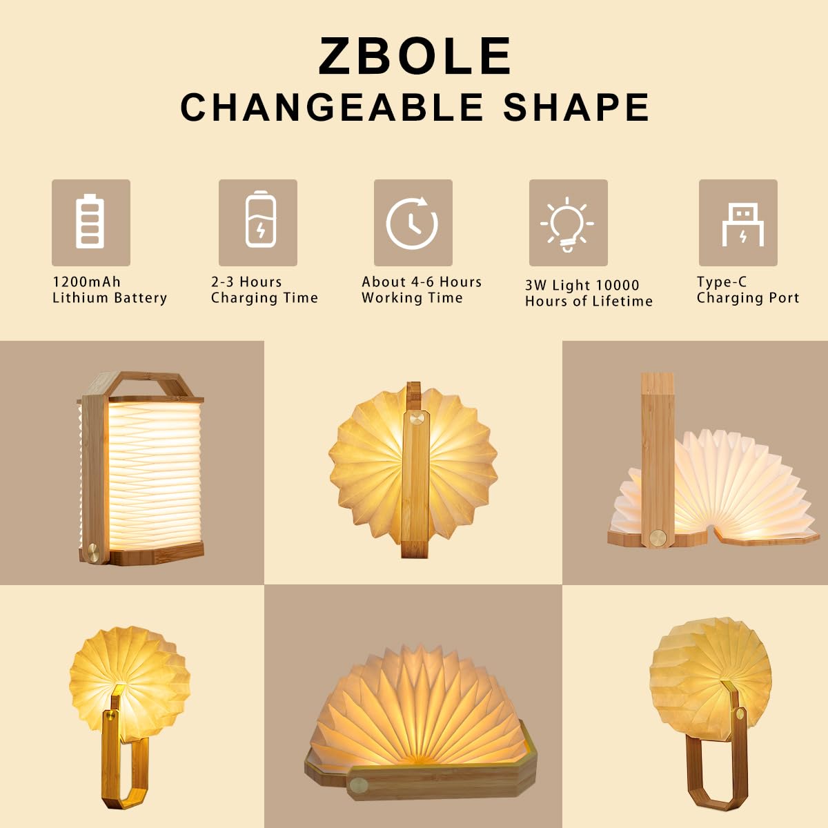 ZBOLE lamp folded compactly for travel storage.