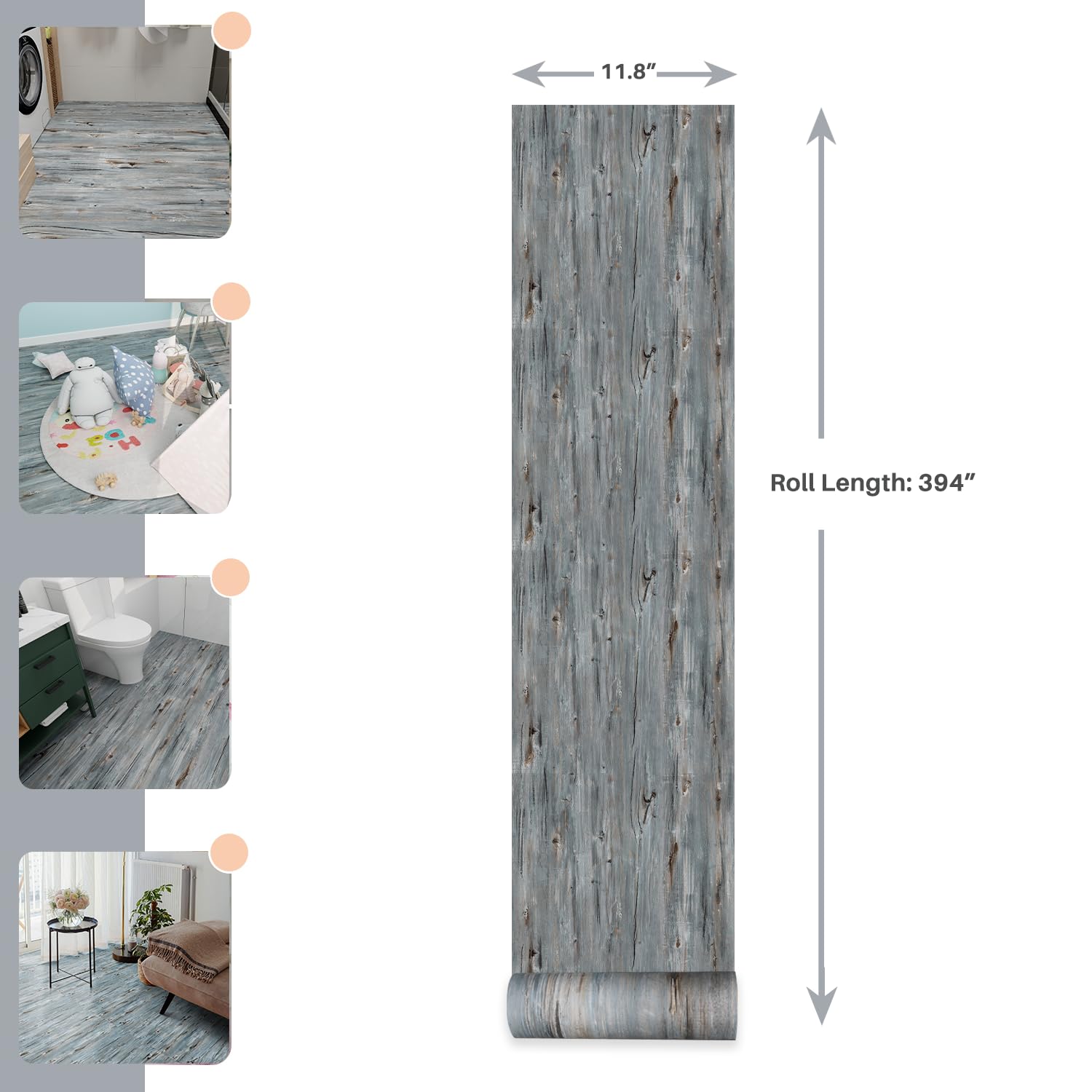 ZBSKJ waterproof vinyl flooring roll shown for bathroom and kitchen use.