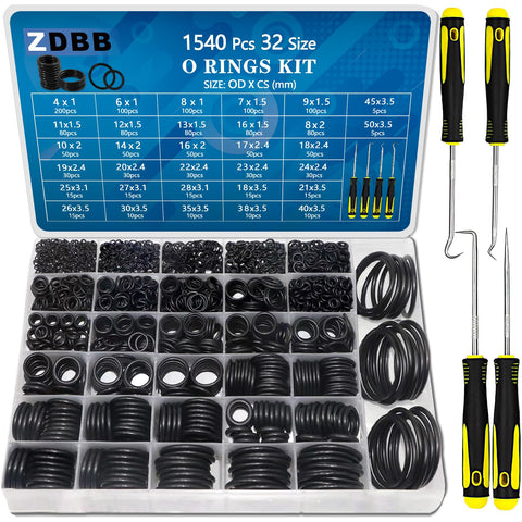 ZDBB o rings assortment kit neatly organized in a sturdy storage box for easy selection.