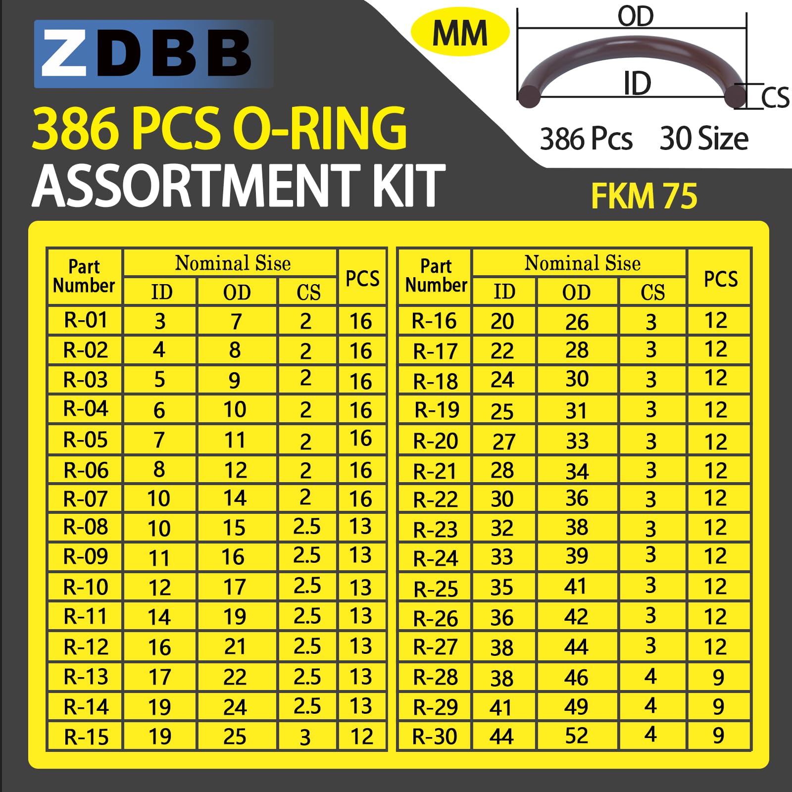 ZDBB Viton O-ring kit with precision tools included for quick sealing repairs.