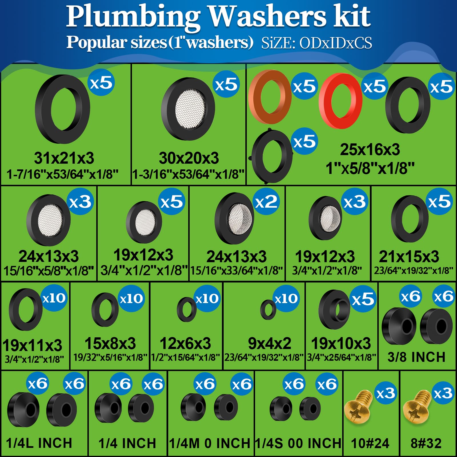 54 spigot washers flat-beveled for bathroom and outdoor fixtures