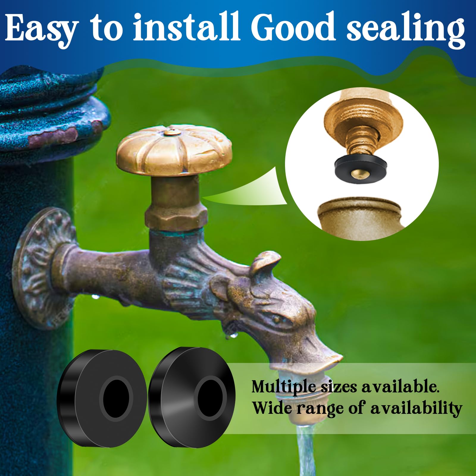 Outer-size plumbing gasket set covering common pipe connections