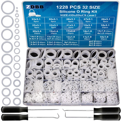 ZDBB silicone O-ring kit box with labels aids quick size selection.