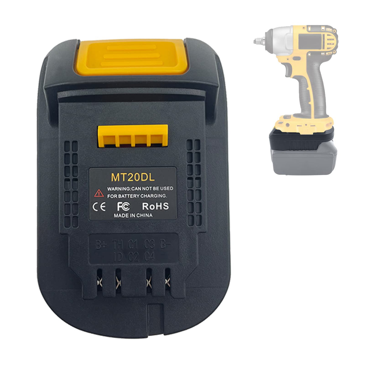ZDTZAN MT20DL adapter exterior shows sturdy housing for reliable Makita to Dewalt conversions.