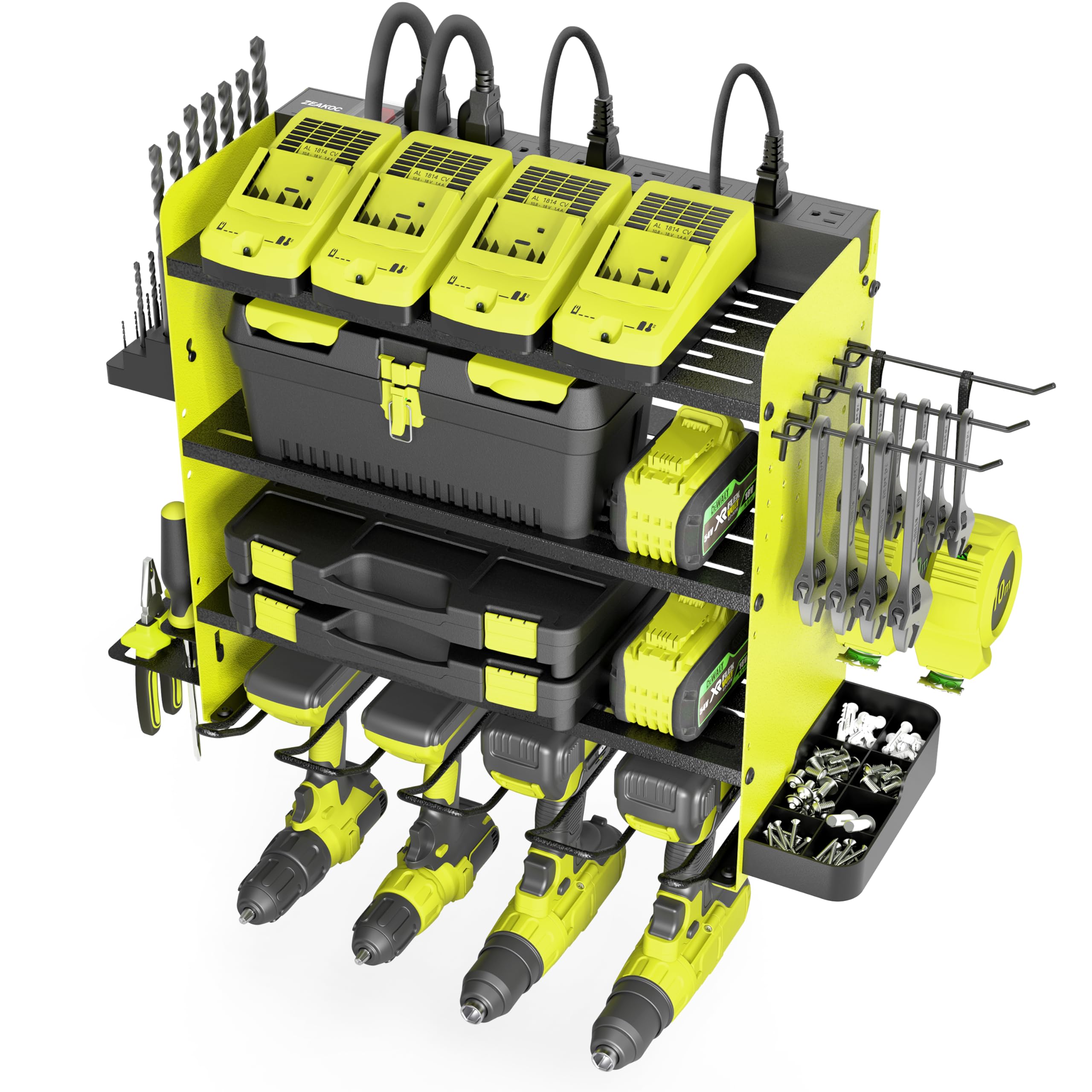 ZEAKOC power tool organizer with charging station keeps tools within easy reach and organized.
