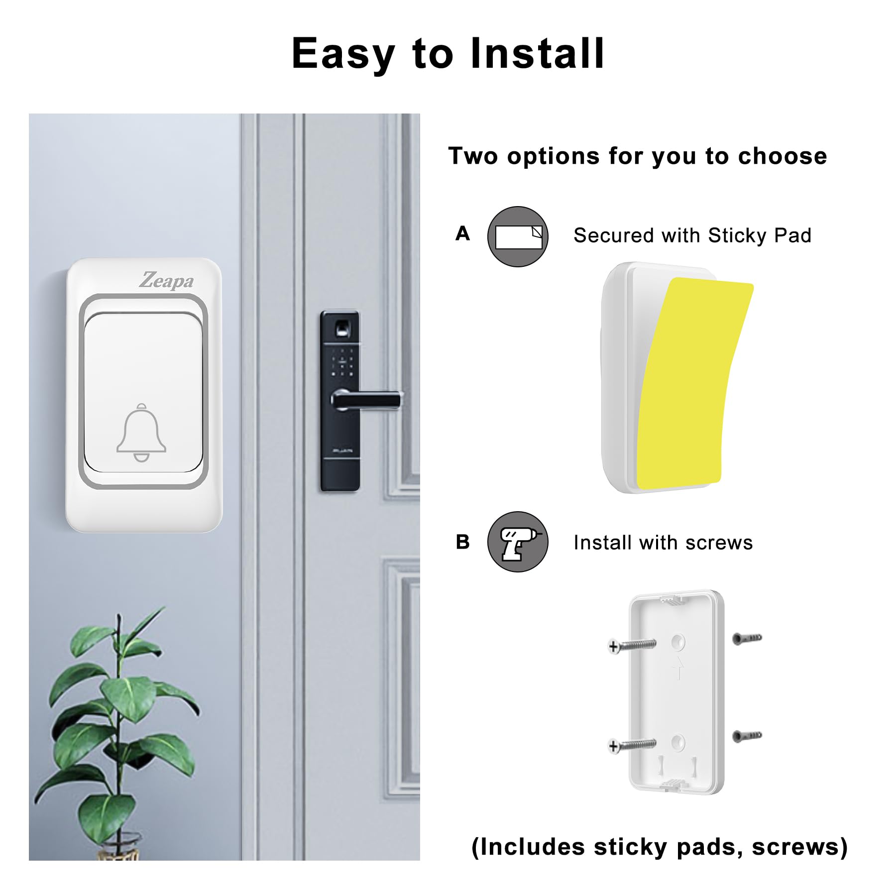 Zeapa silver modern doorbell design suitable for homes and offices.
