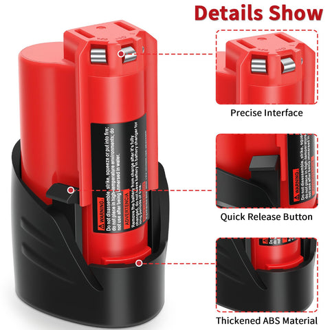 Direct replacement for Milwaukee 12V models in the 48-11 family