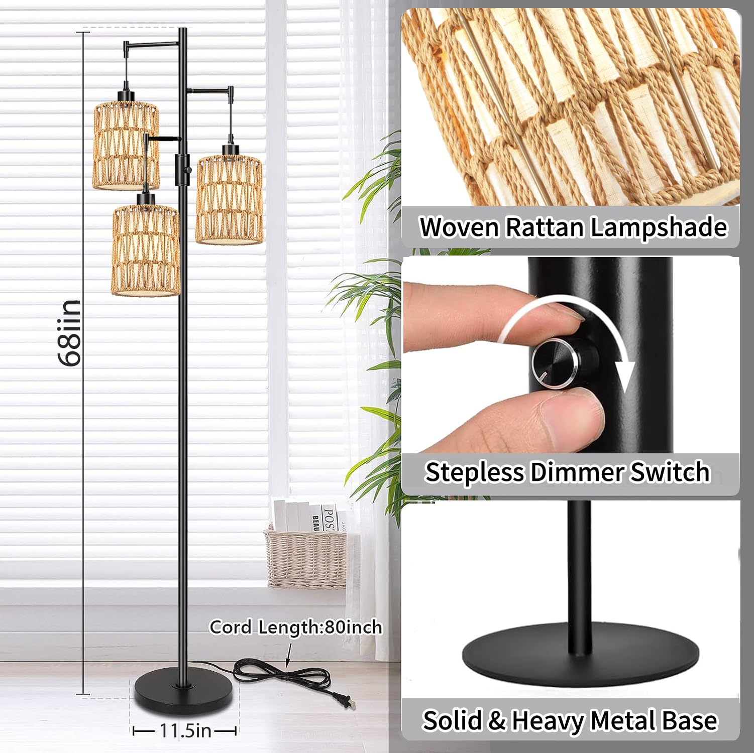 ZECOXOL 79-inch cable offers flexible placement in bedrooms or living rooms.