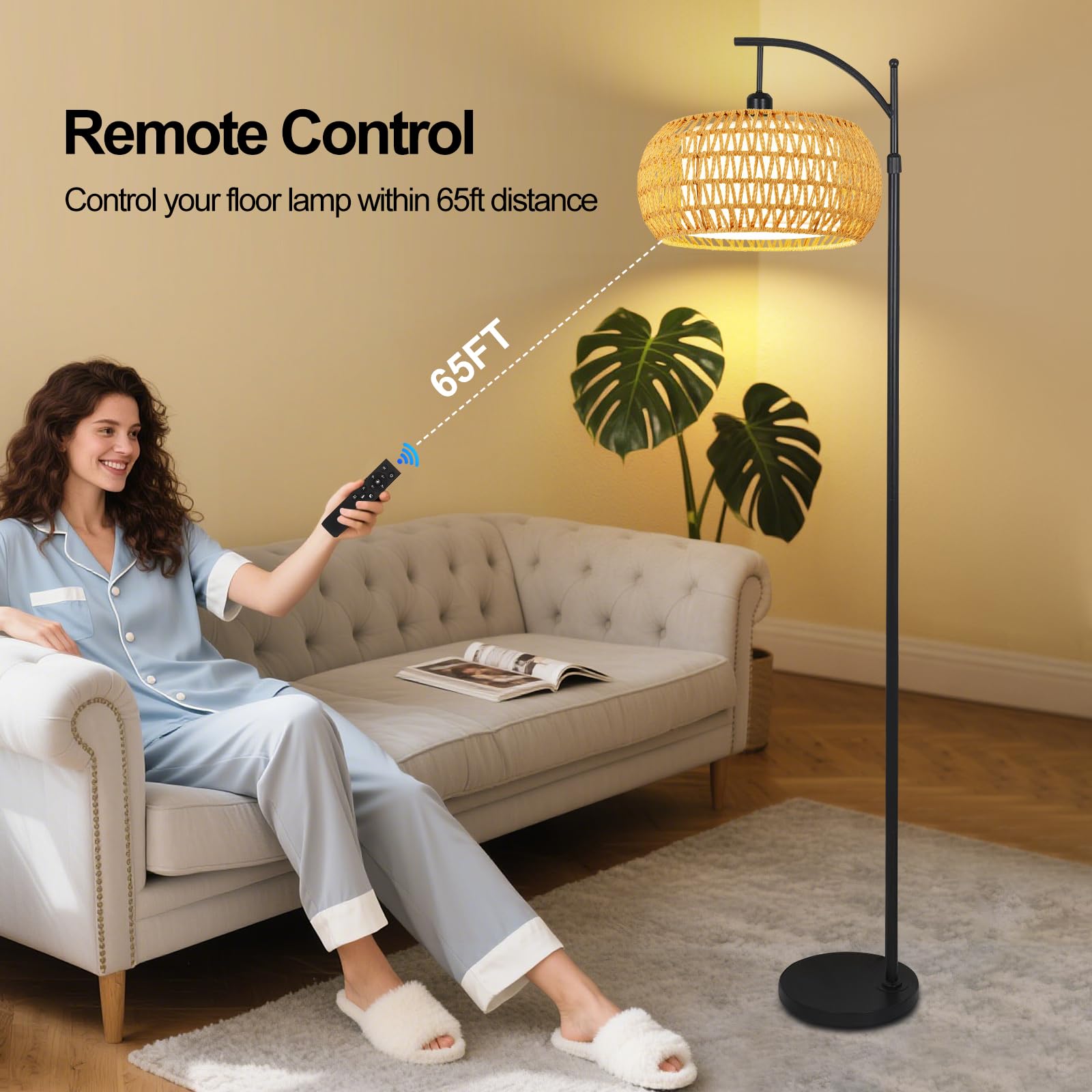 ZECOXOL Arc lamp features a 360-degree rotatable arm for directional lighting.