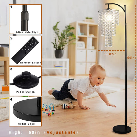 ZECOXOL Arc Floor Lamp sleek black arched silhouette complements modern interiors.