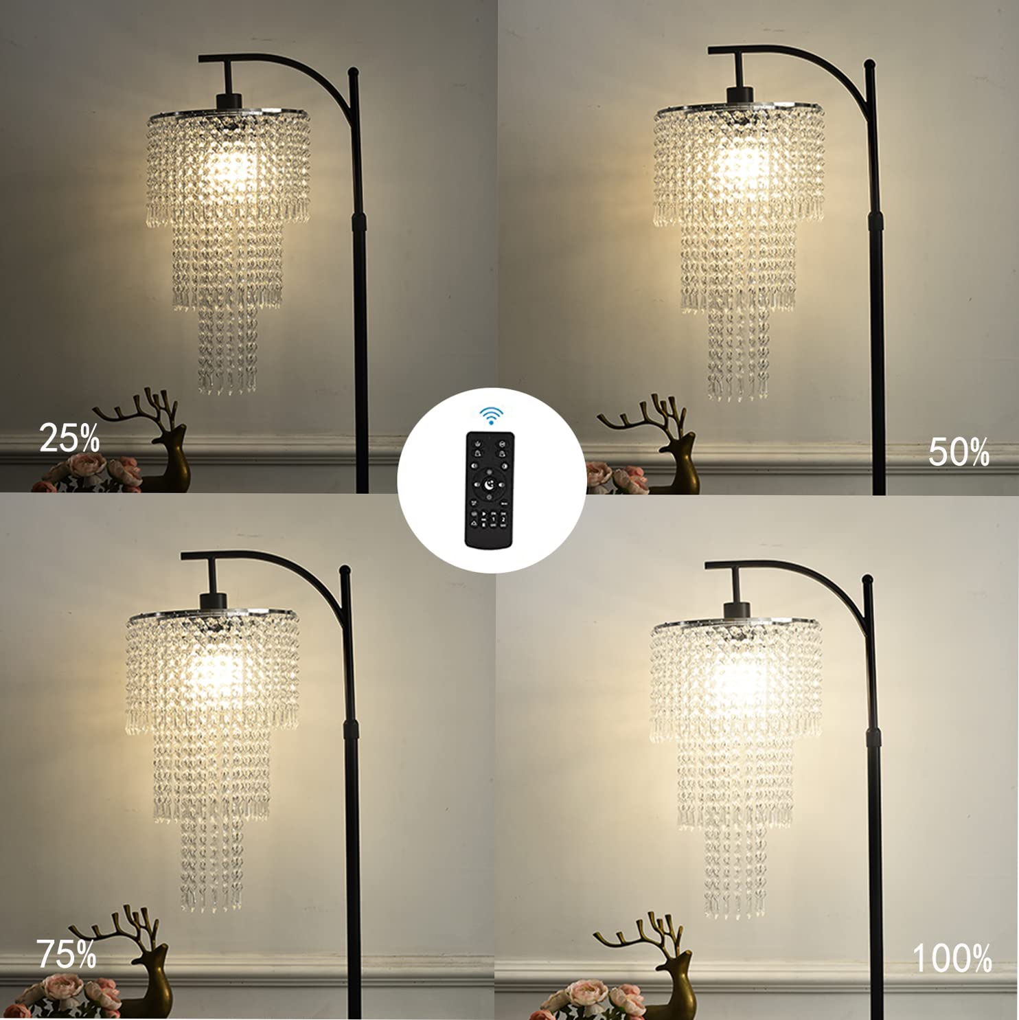 ZECOXOL Arc Floor Lamp height-adjustable design fits over sofas or desks.