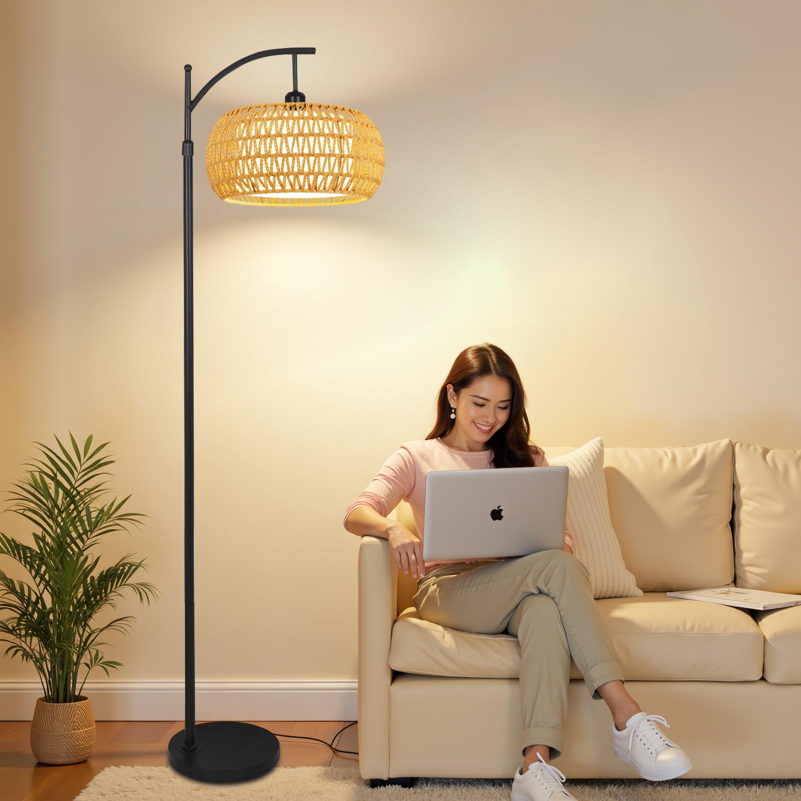ZECOXOL Arc lamp height adjusts from 65 to 72.8 inches.