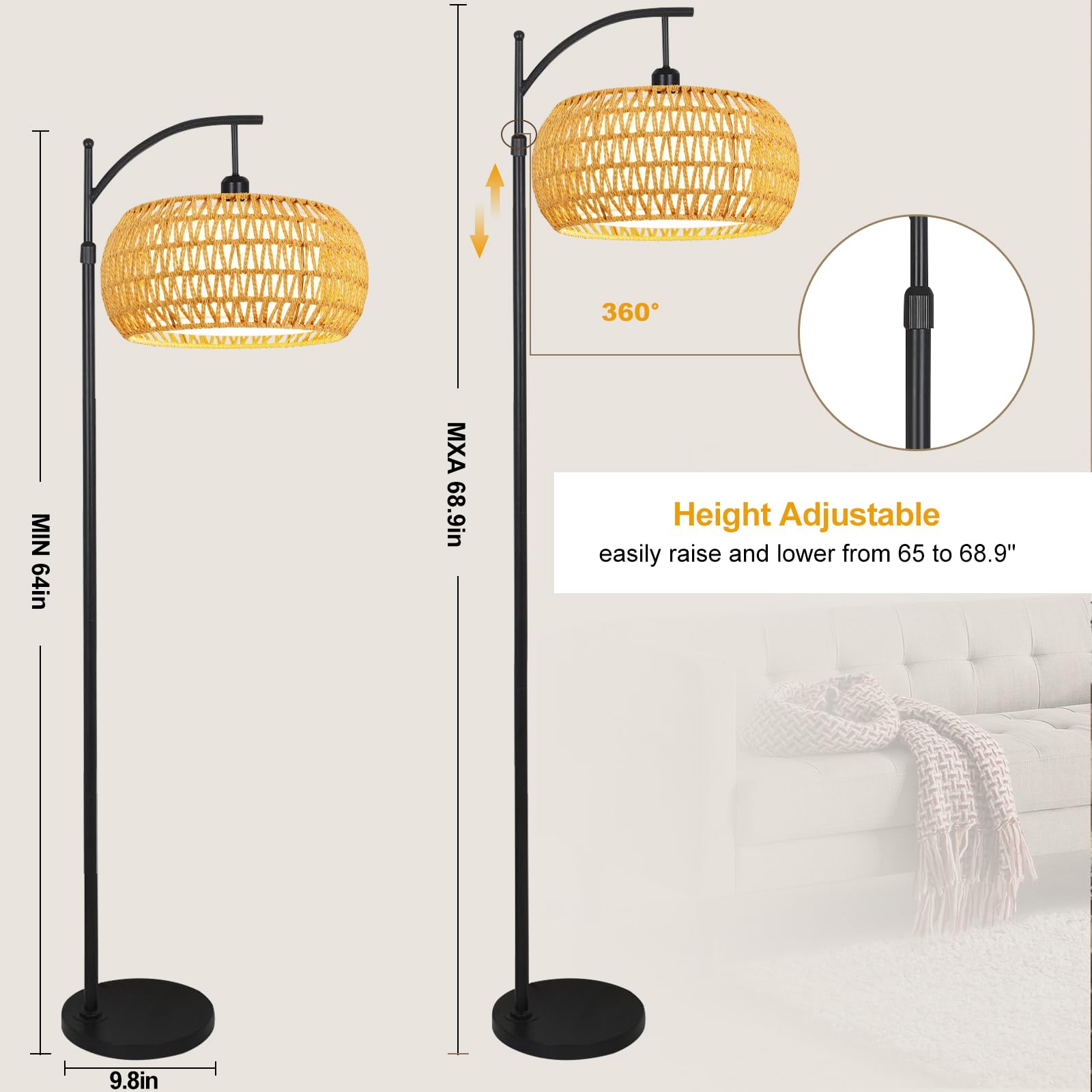 ZECOXOL Arc lamp remembers the last lighting setting for quick return.