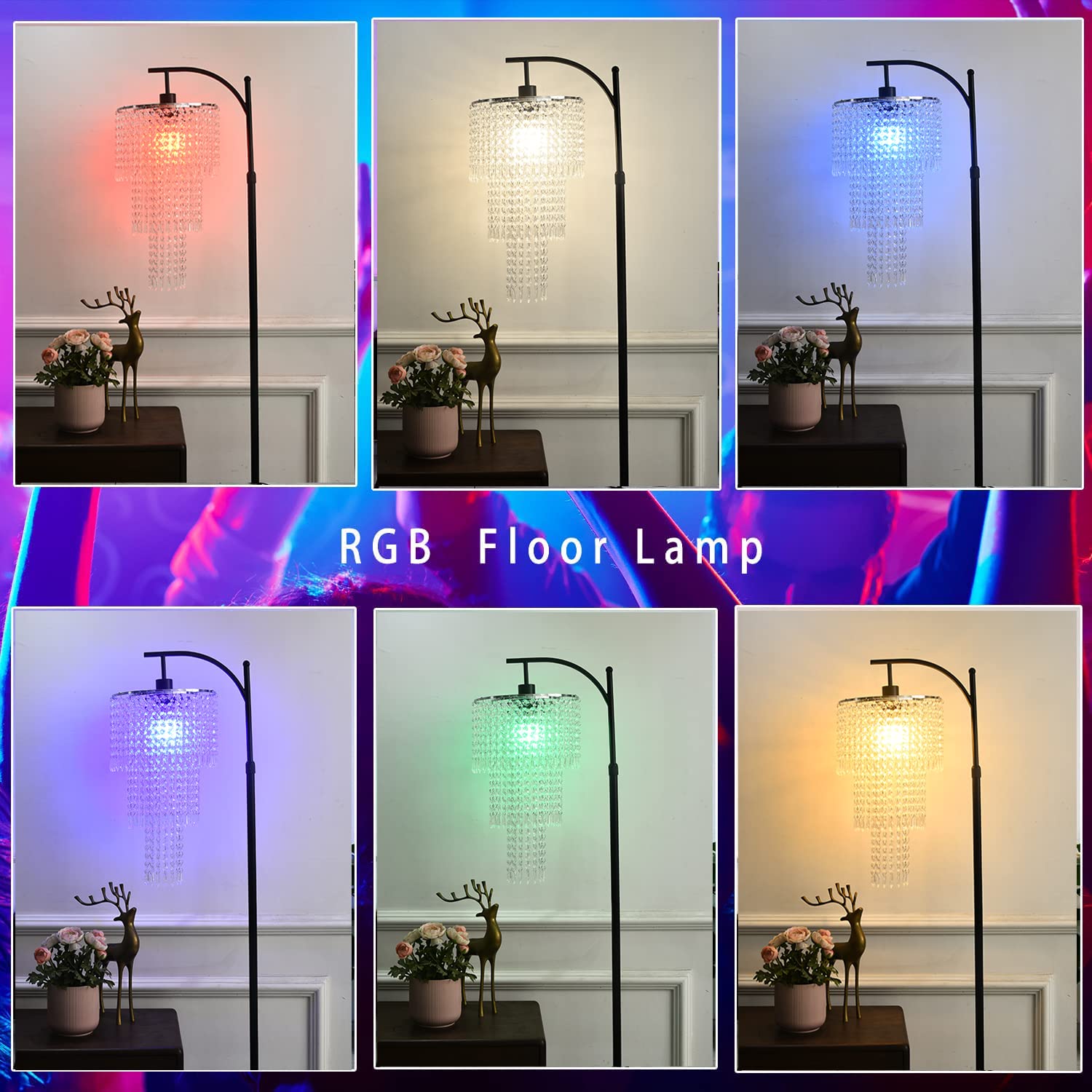 ZECOXOL Arc Floor Lamp remote control and footswitch for easy brightness and color changes.