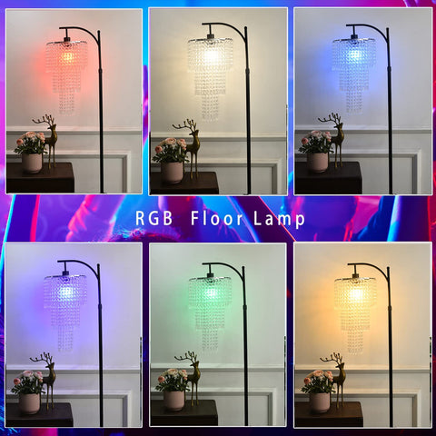 ZECOXOL Arc Floor Lamp remote control and footswitch for easy brightness and color changes.