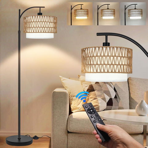 ZECOXOL Arc floor lamp with remote for effortless brightness control.