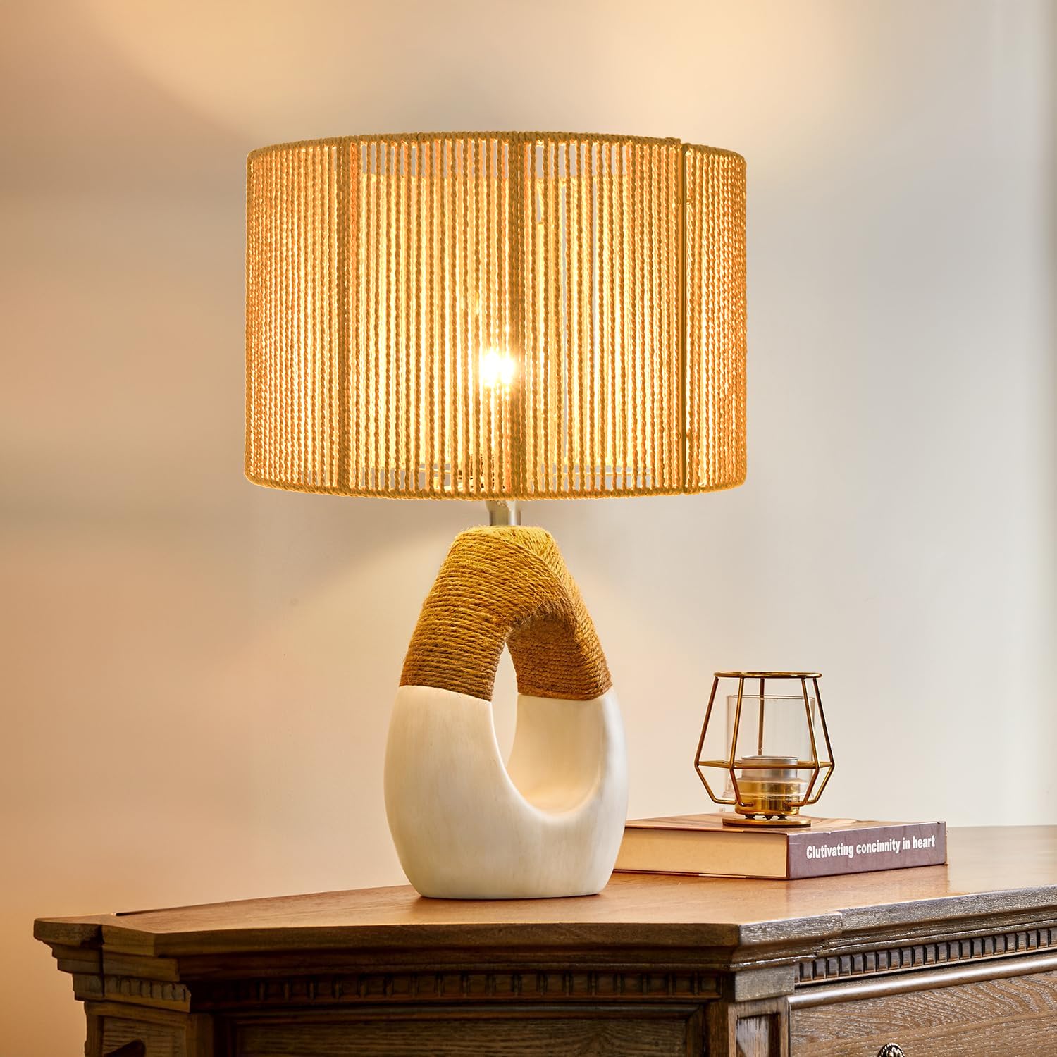 ZECOXOL Boho lamp shade for floor lamps adds rustic texture