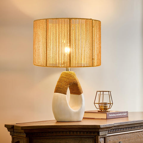 ZECOXOL Boho lamp shade for floor lamps adds rustic texture