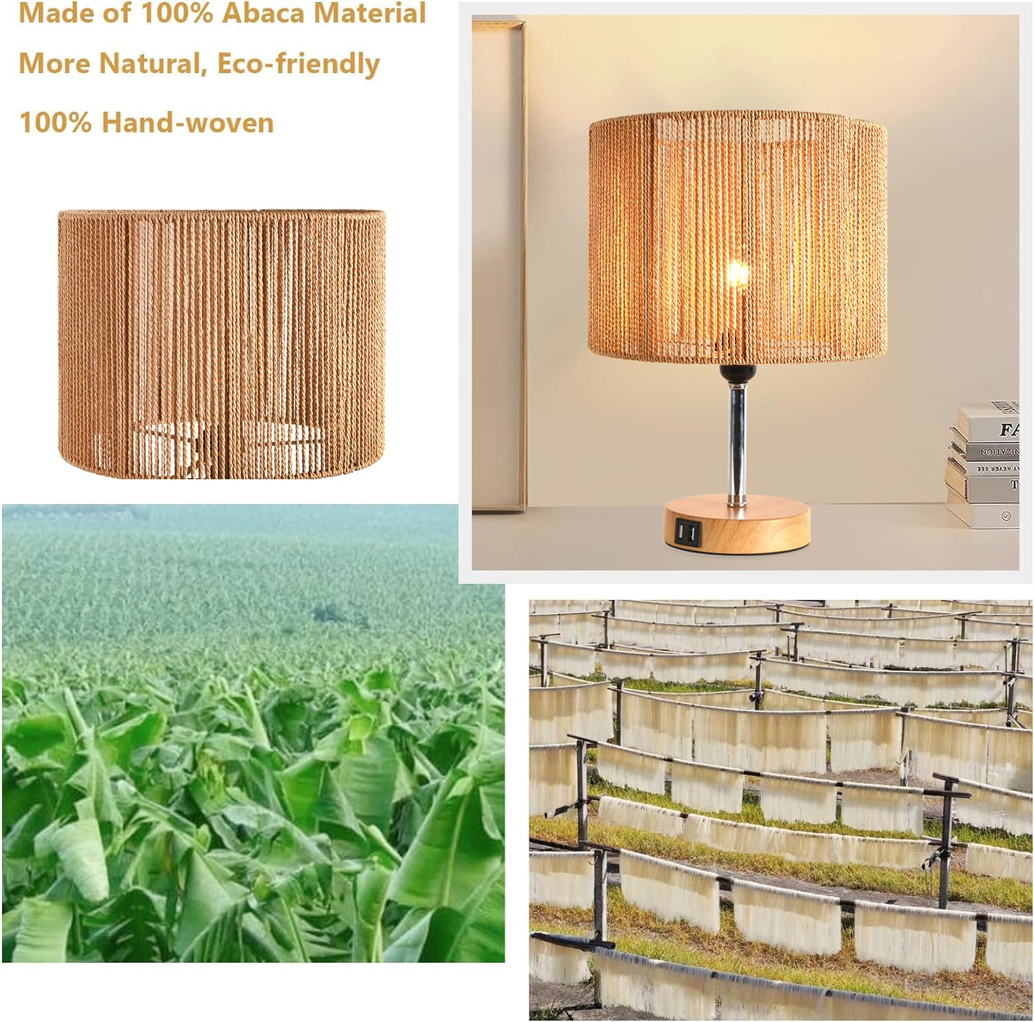 ZECOXOL Boho lamp shade vintage farmhouse style for living rooms