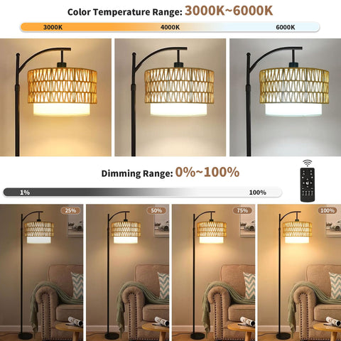 ZECOXOL boho rattan lampshade adds warm ambience to living rooms.