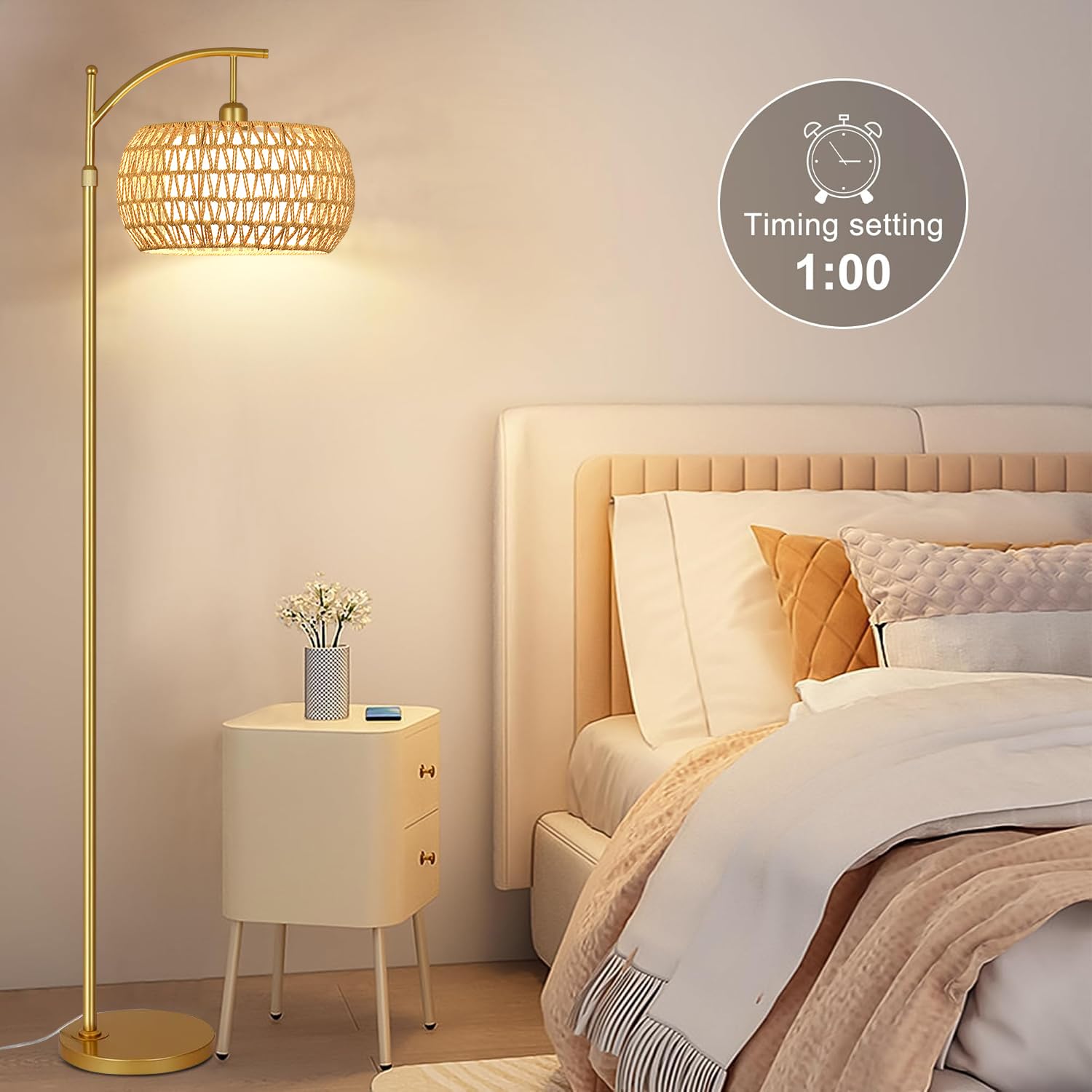 ZECOXOL height-adjustable arc lamp ideal for sofa or desk lighting.