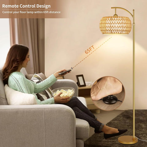 ZECOXOL rattan shade adds boho texture to living spaces.