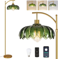 ZECOXOL gold floor lamp with arc flower, adds dramatic lighting to living areas.