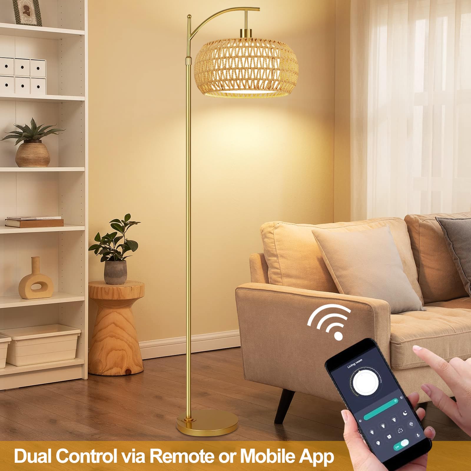ZECOXOL quick-assembly floor lamp with a long 7.4 ft cord.