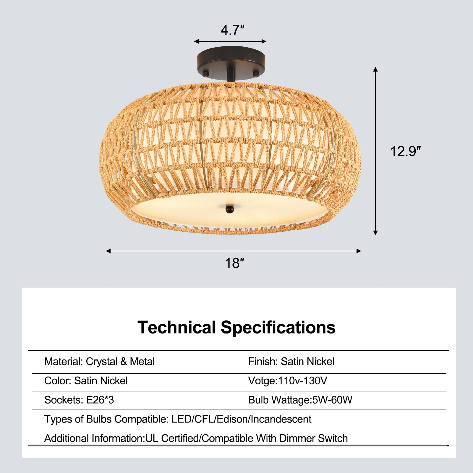 ZECOXOL entryway wicker light enhances first impressions and decor.