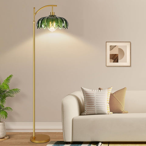 ZECOXOL height-adjustable arc lamp customizes task lighting near sofa.