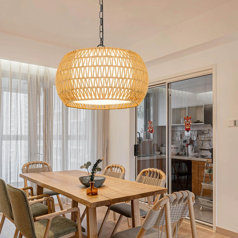 ZECOXOL rattan pendant light adds cozy boho charm to dining room