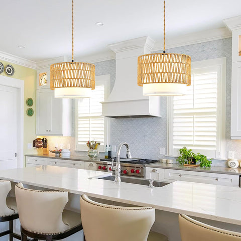 ZECOXOL rattan woven hanging light provides ambient 360-degree glow