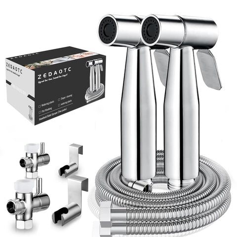 ZEDAOTC handheld bidet sprayer in stainless steel for adjustable personal cleansing.