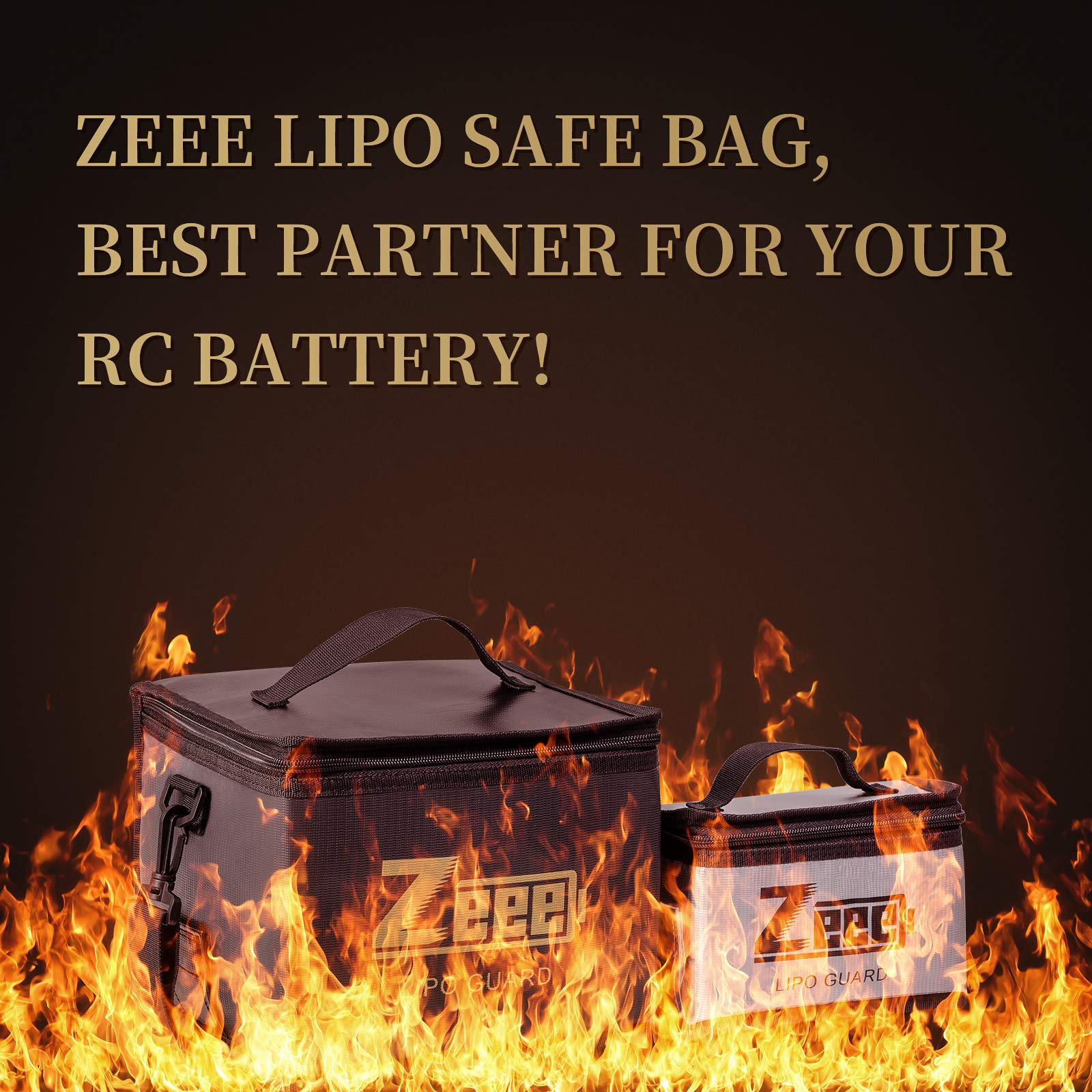 Zeee Lipo Safe Bag 2-Pack—versatile storage and charging protection.