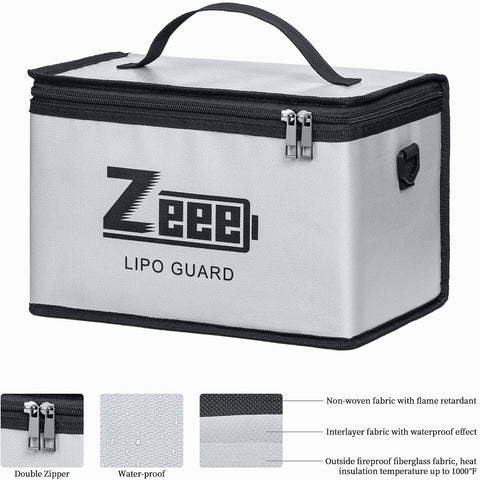 Zeee LiPo Safe Bag in use during charging and transit.