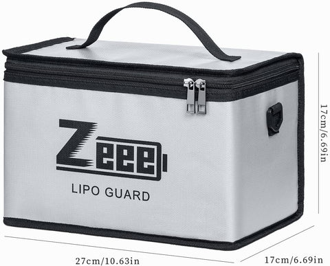 Zeee LiPo Safe Bag interior waterproof layer shields contents effectively.
