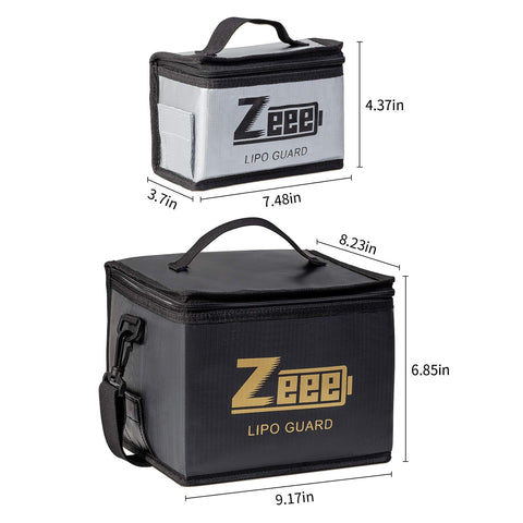Zeee Lipo Safe Bag Small—compact fireproof pocket for secure storage.